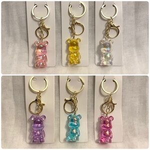 Iridescent Teddy Bear Keychain/Bag Charm Set of 6 | Add some fun to your bag